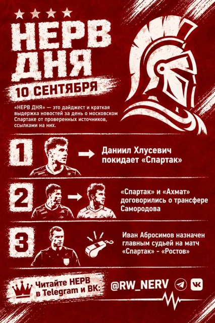 КРАСНО-БЕЛЫЙ НЕРВ | СПАРТАК — пост от 10.09.2026